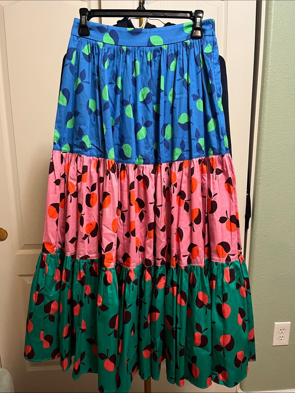 NEW Kate Spade ♠️ Colorblock Tiered Apple Maxi Skirt  Womens Sz 2 msrp $279